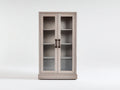 Vitrina de madera de ingeniería y vidrio 90 x 40 x 180 cm - roble claro - para salón y comedor - 2 puertas de cristal y diseño moderno