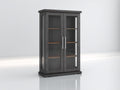 Vitrina de madera con 2 puertas de vidrio 90x40x175 cm - gris oscuro madera natural y plateado - diseño moderno de exposición