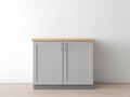 Aparador Aparadores de madera 90x40x85 cm - gris claro y madera natural - diseño moderno con 2 puertas