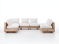 Sofá de exterior Sofás de exterior modular de madera 320x210x72 cm - madera natural y blanco - diseño bajo para terraza