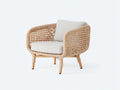Sillones de ratán trenzado con cojines 82x78x80 cm - natural y crema - diseño envolvente de tejido abierto