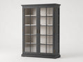 Vitrina de madera de ingeniería y vidrio 120 x 45 x 190 cm - gris antracita - para salón y comedor - 2 puertas acristaladas y diseño clásico