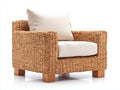 Sillón de ratán Sillones de ratán tejido 105x90x75 cm - natural y blanco crema - diseño bajo con brazos