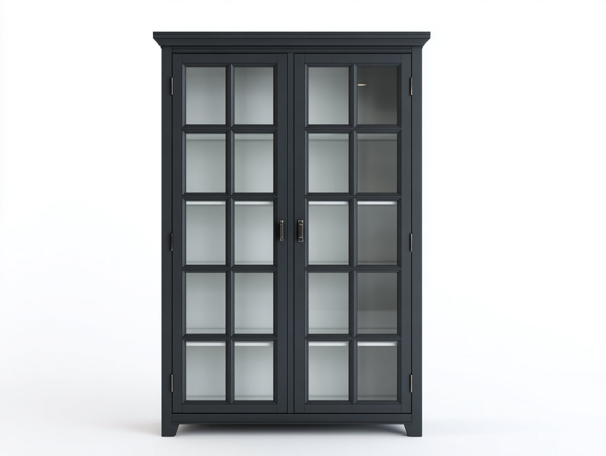 Vitrina Vitrina de madera y cristal 100x40x180 cm - gris antracita - diseño clásico con 2 puertas acristaladas