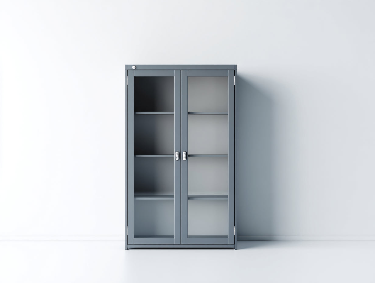 Vitrina Vitrina de metal y cristal 90x40x150 cm - gris oscuro - diseño moderno con 2 puertas