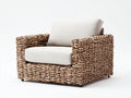 Sillones de ratán trenzado con cojines 94x88x80 cm - marrón natural y crema - diseño robusto con reposabrazos