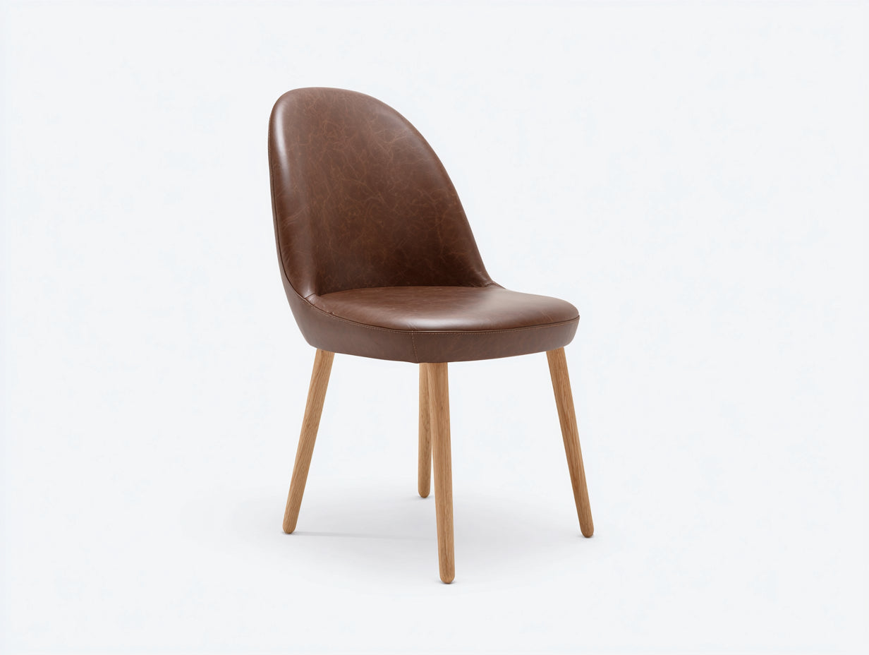 Sillas de comedor tapizada con respaldo alto y patas de madera 49x55x86 cm - marrón oscuro y madera natural - diseño moderno con asiento acolchado