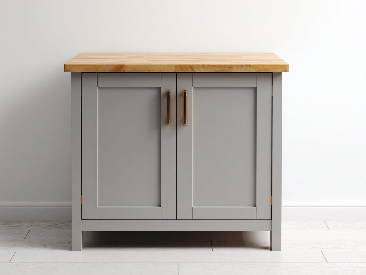 Aparador Aparadores de madera 100x40x82 cm - gris y madera natural - diseño moderno con 2 puertas