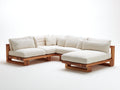 Sofá de exterior modular en U 285 x 210 x 76 cm - Marrón nogal y blanco roto - Estructura de madera para terraza y jardín