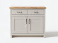Aparador Aparadores de madera 110x42x90 cm - crema y madera natural - diseño moderno con 2 cajones y 2 puertas