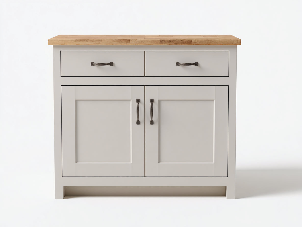 Aparador Aparadores de madera 110x42x90 cm - crema y madera natural - diseño moderno con 2 cajones y 2 puertas