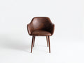 Silla de comedor Sillas de comedor tapizada en piel sintética 58x60x78 cm - marrón oscuro y madera oscura - diseño envolvente con brazos