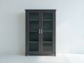 Vitrina de madera con 2 puertas de vidrio 90x40x180 cm - gris antracita y plateado - diseño alto con almacenamiento