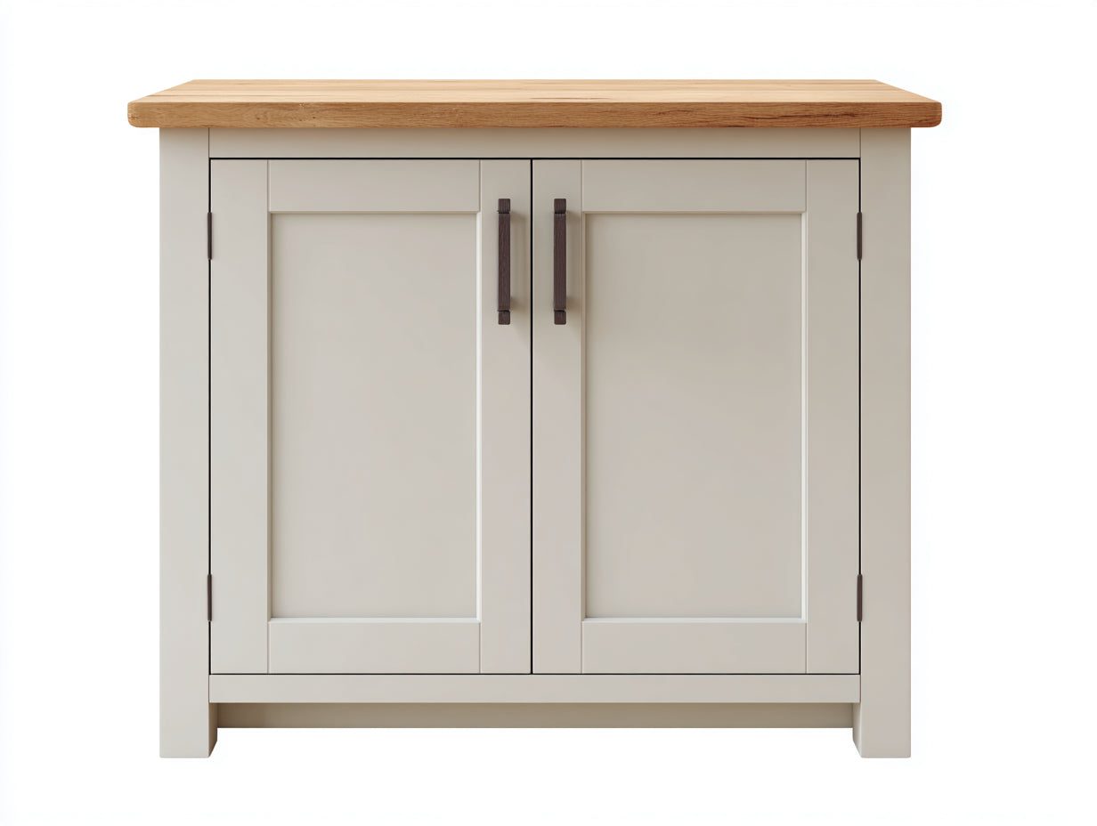 Aparador Aparadores de madera 100x40x85 cm - crema y madera natural - diseño moderno con 2 puertas