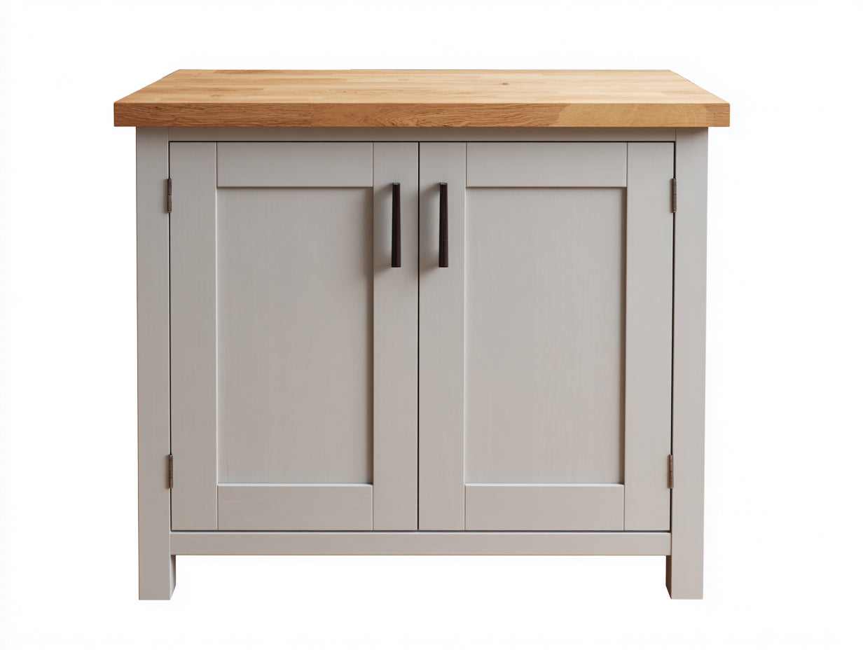 Aparador con 2 puertas 90 x 42 x 88 cm - Blanco y madera natural - Diseño moderno para comedor y salón