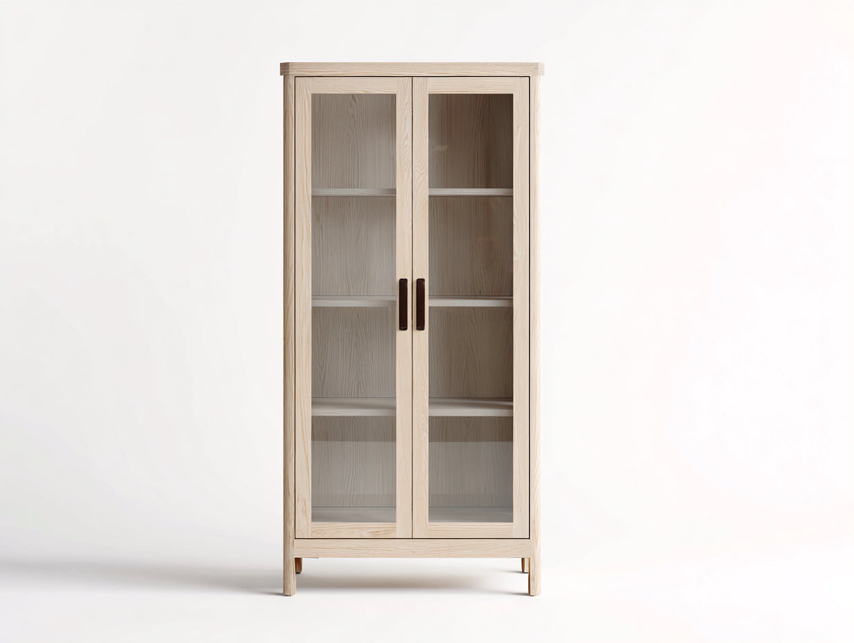 Vitrina Vitrina de madera y cristal 85x40x160 cm - madera clara - diseño moderno con 2 puertas