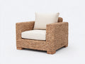 Sillones de ratán trenzado con cojines 92x88x82 cm - marrón natural y crema - diseño envolvente con reposabrazos
