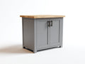 Aparadores de madera de ingeniería y madera maciza 90 x 42 x 92 cm - gris oscuro y madera natural - para salón y comedor - 2 puertas y diseño moderno