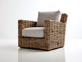 Sillón de ratán Sillones de ratán tejido 110x92x76 cm - natural y gris claro - diseño bajo con brazos anchos