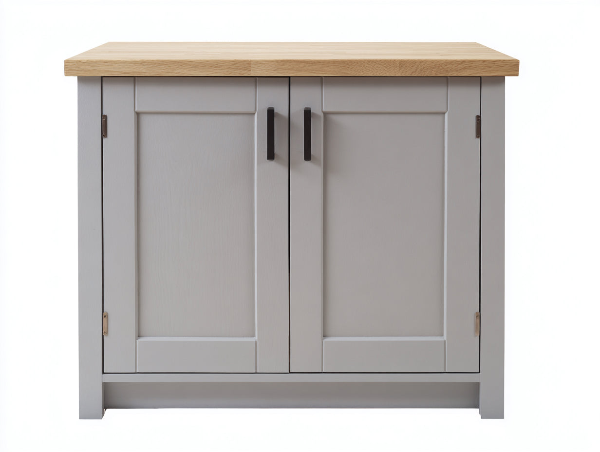 Aparadores de madera de ingeniería y madera maciza 100 x 42 x 90 cm - gris claro y madera natural - para salón y comedor - 2 puertas y diseño clásico